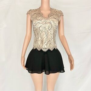 Ann Taylor Black and Cream Lace Top
